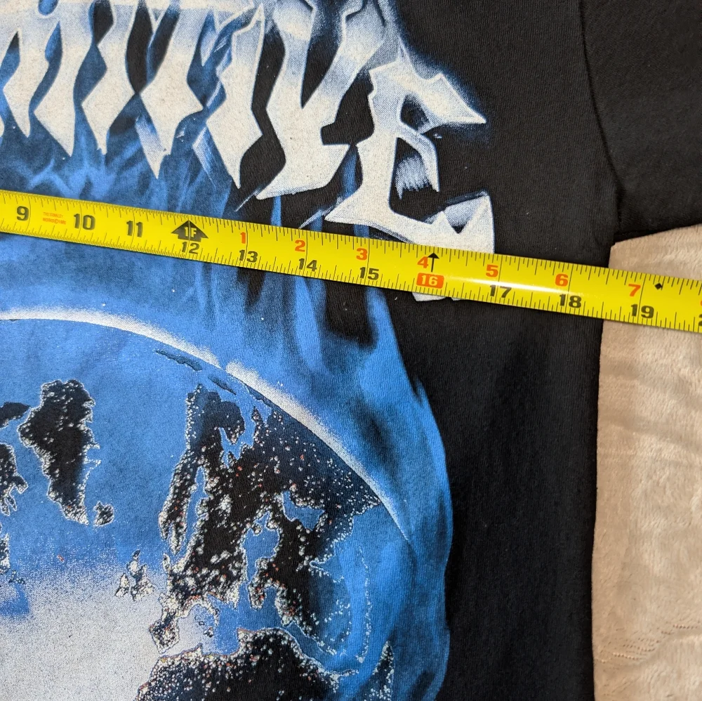 Primitive Worldwide Skateboard Black Blue Graphic Metal Punk Tee Alt Shirt Sz S - Picture 5 of 6